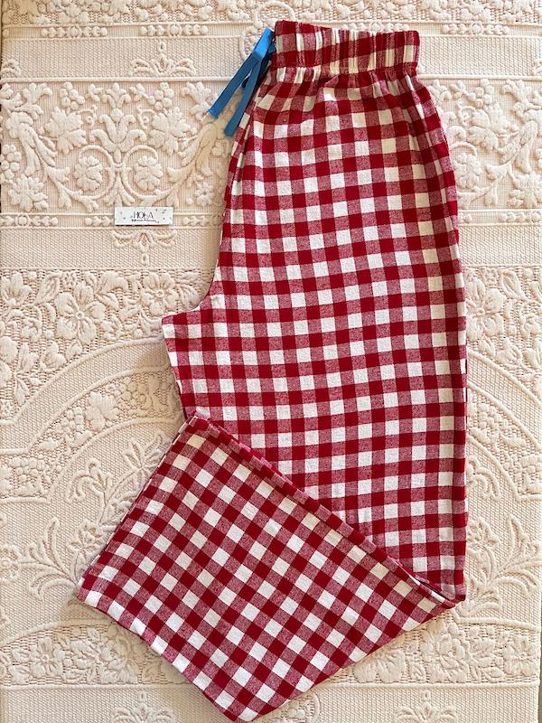 پیژامه کتان نخ Gingham قرمز