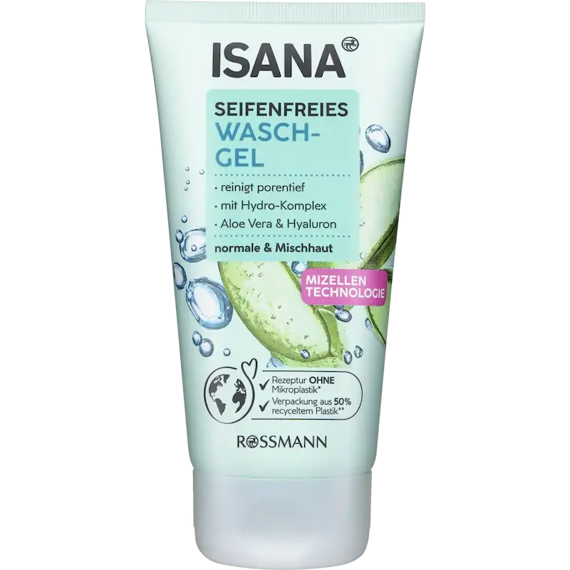 ژل شستشوی صورت پوست نرمال  آلوئه ورا و خیار بدون صابون ایسانا 150ml