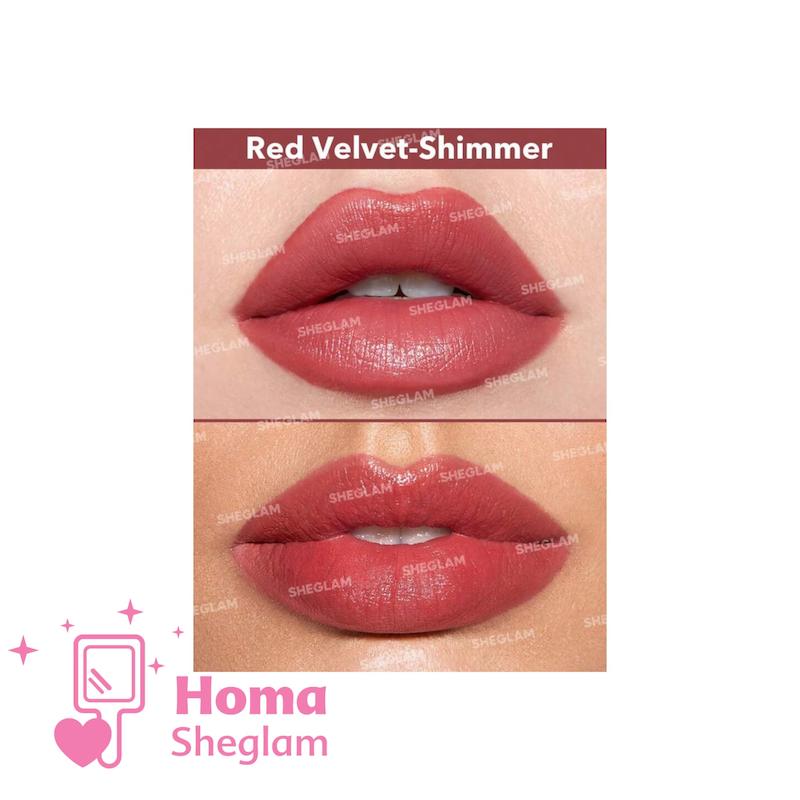 رژلب مدادی شیگلم رنگ Red Velvet Shimmer