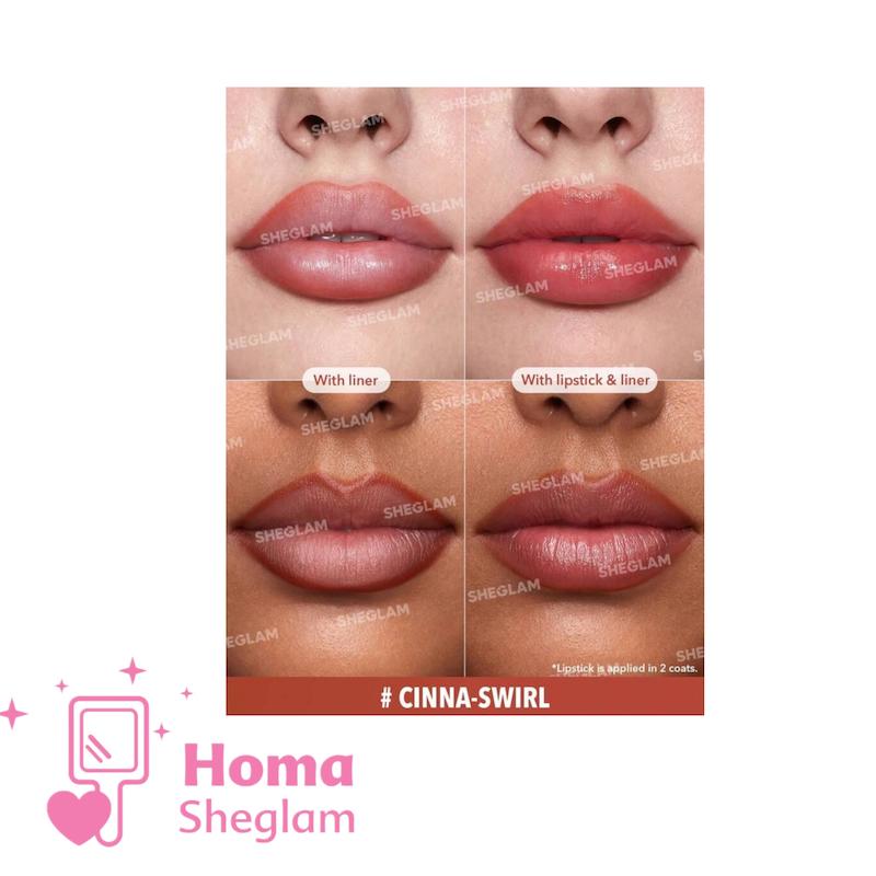 تینت رژلبی و مداد لب دو سر شیگلم رنگ Cinna Swirl