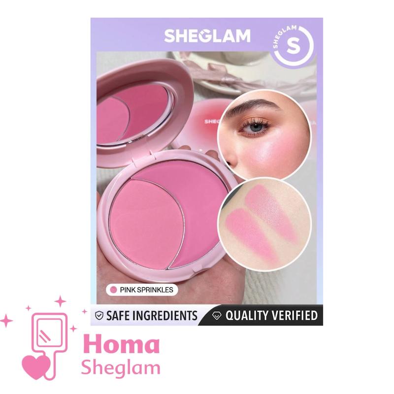 رژگونه دوقلو کرمی پودری شیگلم مدل cheek 2 cheek رنگ  Pink Sprinkle 