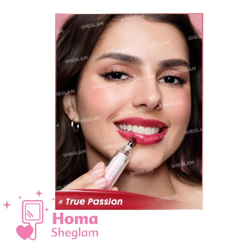 لیپ گلاس حجم دهنده شیگلم طرح آمپولی رنگTrue passion 