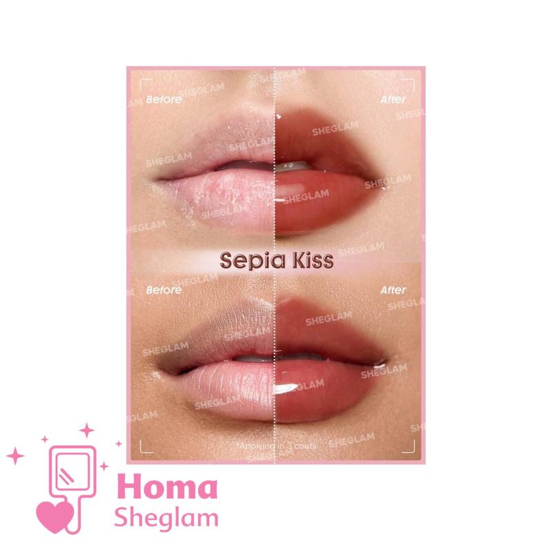 لیپ گلاس حجم دهنده شیگلم طرح آمپولی رنگ Sepia Kiss 