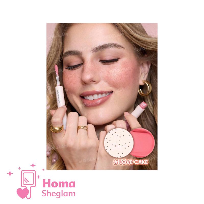 رژگونه مایع و قلم کک‌ومک شیگلم رنگ Love Cake  مدل  SHEGLAM Sunspell Freckle & Flush Pen