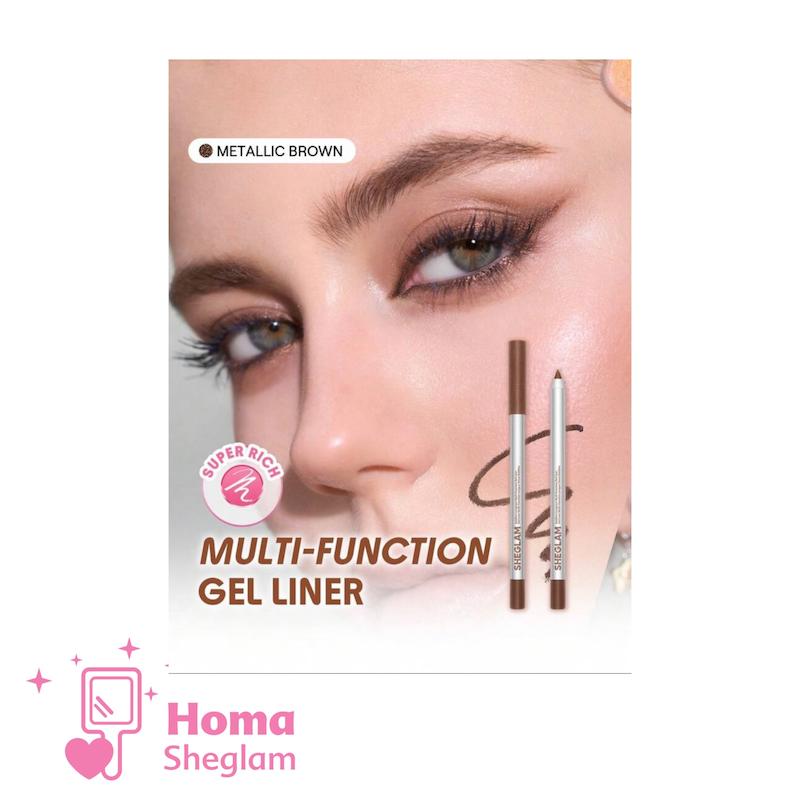 مداد چشم ژلی چندکاره و ضدآب شیگلم رنگ Metallic Brown مدل - SHEGLAM Multi-Function Gel Liner  