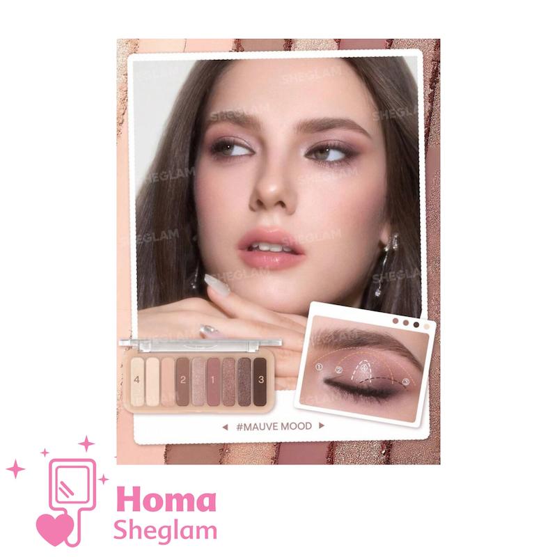 پالت سایه چشم ۹ رنگ شیگلم رنگ Mauve Mood مدل SHEGLAM  9 Pan Eyeshadow Palette