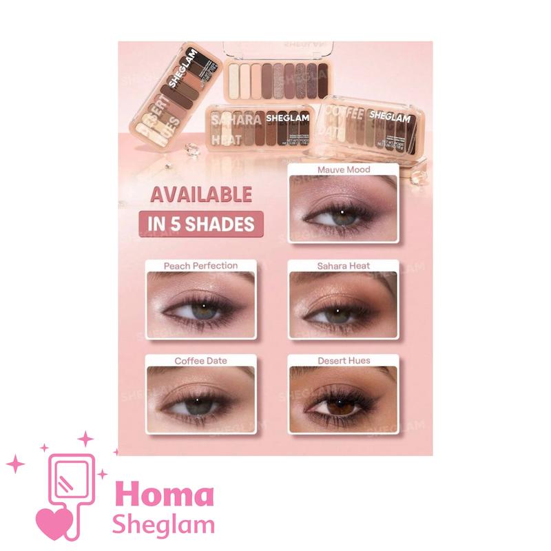 پالت سایه چشم ۹ رنگ شیگلم رنگ Mauve Mood مدل SHEGLAM  9 Pan Eyeshadow Palette