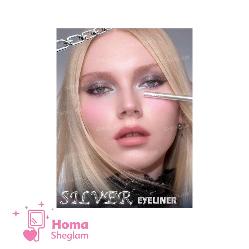 خط چشم و مداد چشم شاین نقره‌ای کرومی/ متالیک شیگلم رنگ پلاتینیوم | SHEGLAM Chrome Eyeliner – Platinum