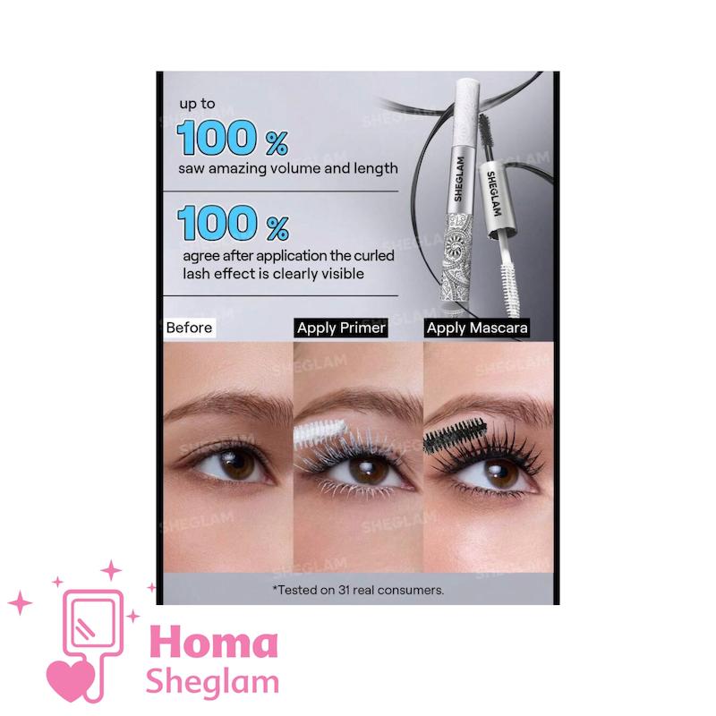 ریمل و پرایمر مژه دوکاره شیگلم 2 در 1 حجم‌دهنده و بلندکننده   SHEGLAM 2-in-1 Volumizing Primer & Tubing Mascara  