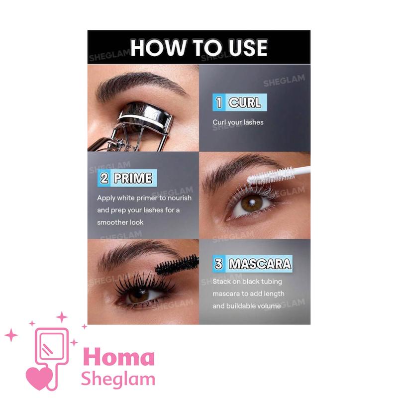 ریمل و پرایمر مژه دوکاره شیگلم 2 در 1 حجم‌دهنده و بلندکننده   SHEGLAM 2-in-1 Volumizing Primer & Tubing Mascara  