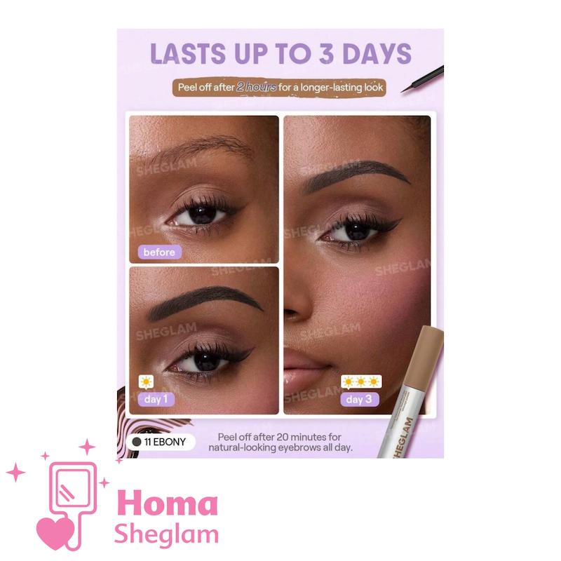 ژل و تینت تتو ابرو پیل‌آف شیگلم رنگ Ebony  مدل  | SHEGLAM Peel Off Eyebrow Gel