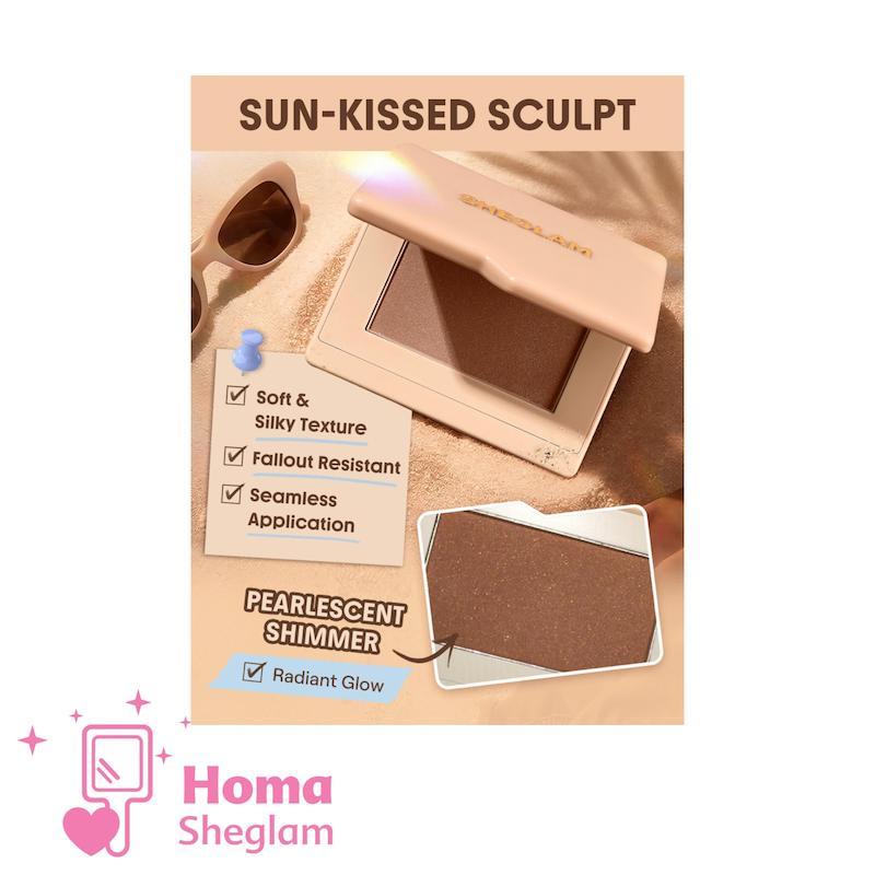 برنزر پودری شاین‌دار شیگلم رنگ Golden Sun مدل SHEGLAM Sun-Kissed Sculpt Bronzer