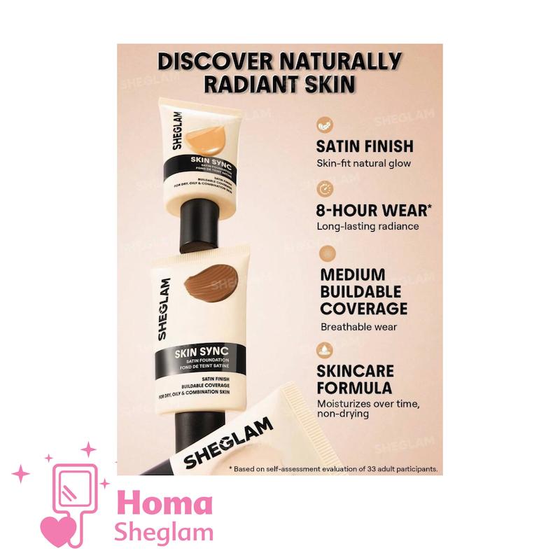 کرم پودر ساتین ابریشمی شیگلم رنگ Linen مدل Skin Sync Satin Foundation