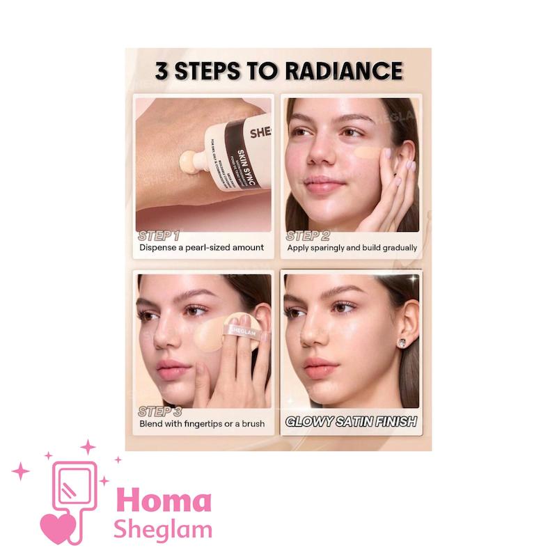 کرم پودر ساتین ابریشمی شیگلم رنگ Linen مدل Skin Sync Satin Foundation