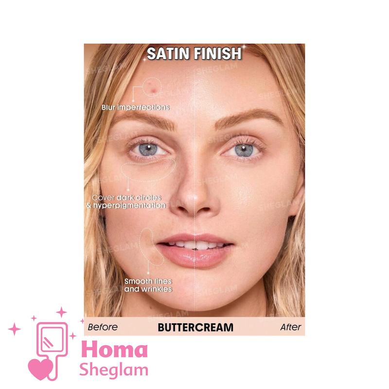 کرم پودر ساتین ابریشمی شیگلم رنگ Buttercream مدل Skin Sync Satin Foundation
