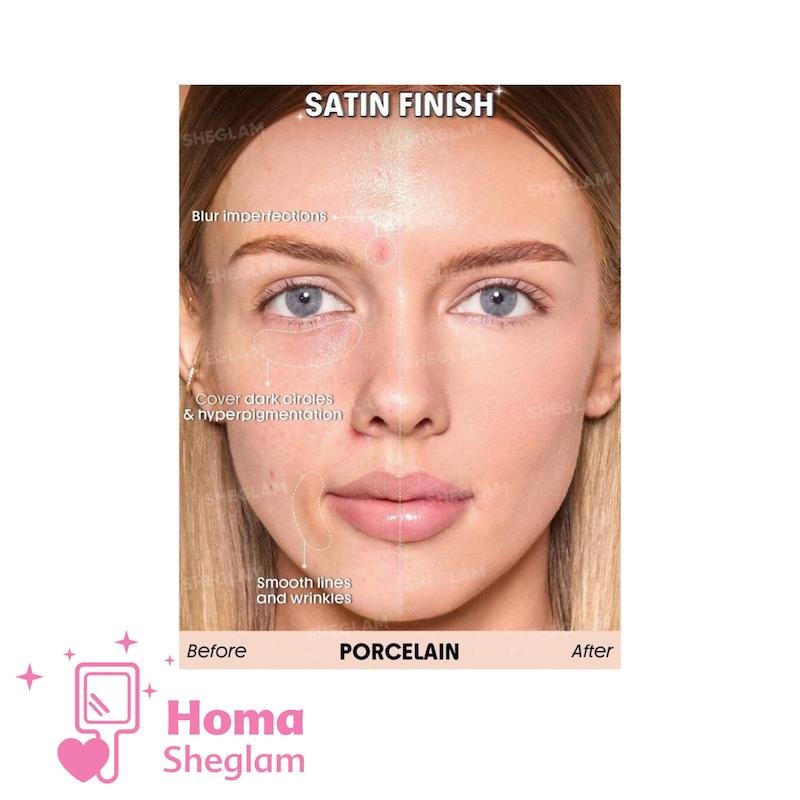 کرم پودر ساتین ابریشمی شیگلم رنگ Porcelain  مدل Skin Sync Satin Foundation
