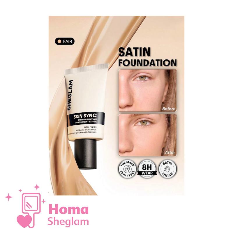 کرم پودر ساتین ابریشمی شیگلم رنگ Fair  مدل Skin Sync Satin Foundation