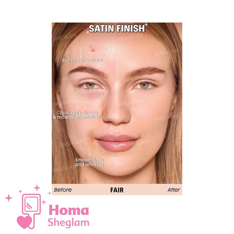 کرم پودر ساتین ابریشمی شیگلم رنگ Fair  مدل Skin Sync Satin Foundation