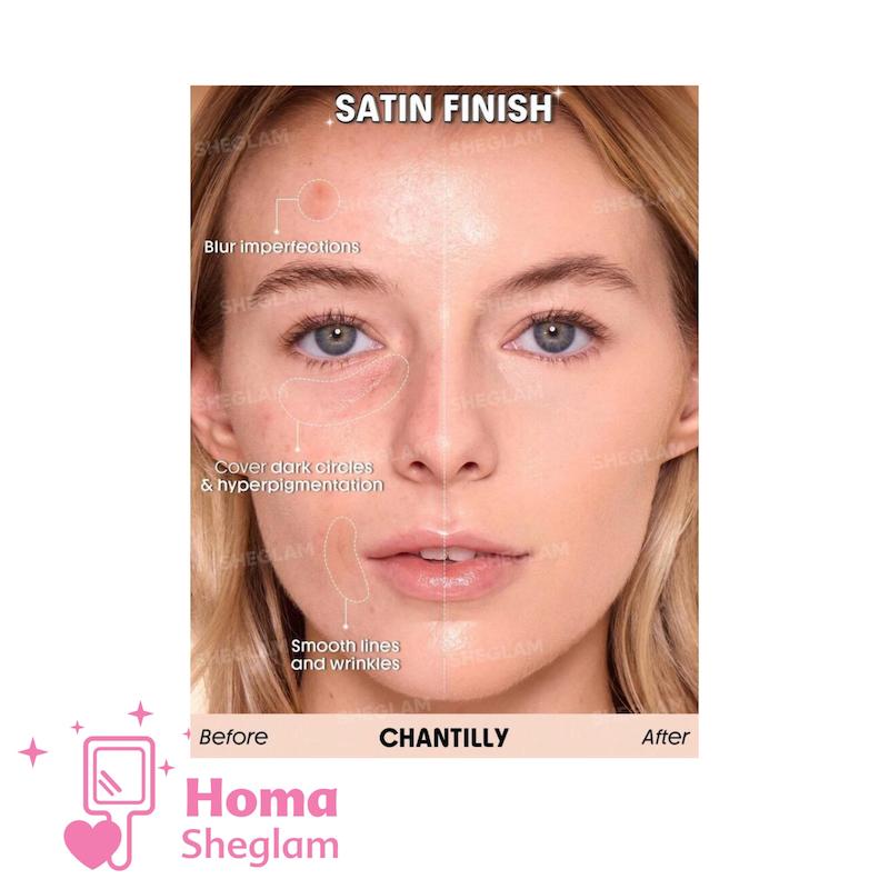 کرم پودر ساتین ابریشمی شیگلم رنگ Chantilly  مدل Skin Sync Satin Foundation