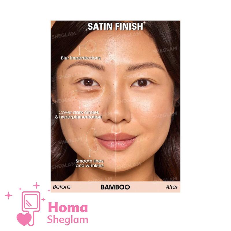 کرم پودر ساتین ابریشمی شیگلم رنگ Bamboo مدل Skin Sync Satin Foundation