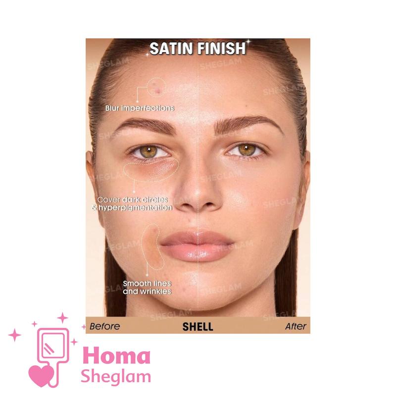 کرم پودر ساتین ابریشمی شیگلم رنگ Shell  مدل Skin Sync Satin Foundation