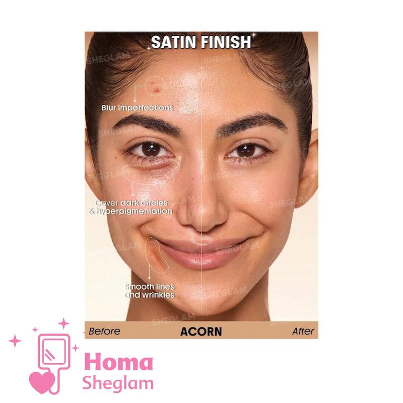 کرم پودر ساتین ابریشمی شیگلم رنگ Acron مدل Skin Sync Satin Foundation