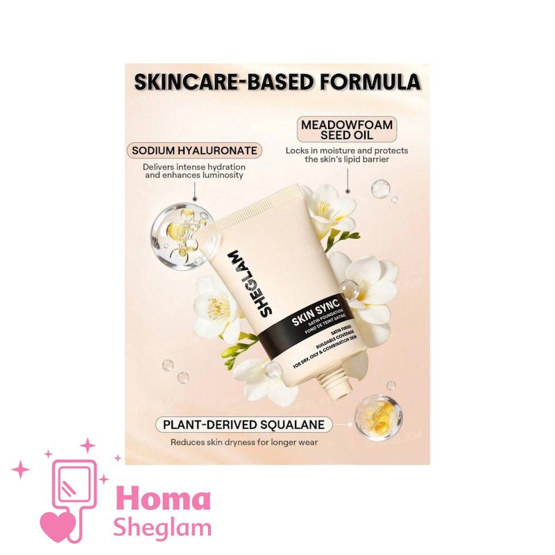 کرم پودر ساتین ابریشمی شیگلم رنگ Acron مدل Skin Sync Satin Foundation
