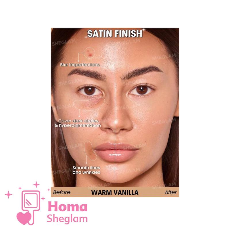 کرم پودر ساتین ابریشمی شیگلم رنگ Warm Vanilla  مدل Skin Sync Satin Foundation