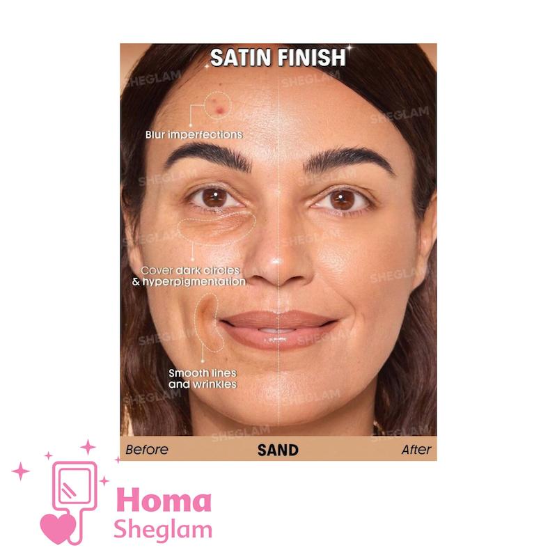 کرم پودر ساتین ابریشمی شیگلم رنگ Sand مدل Skin Sync Satin Foundation