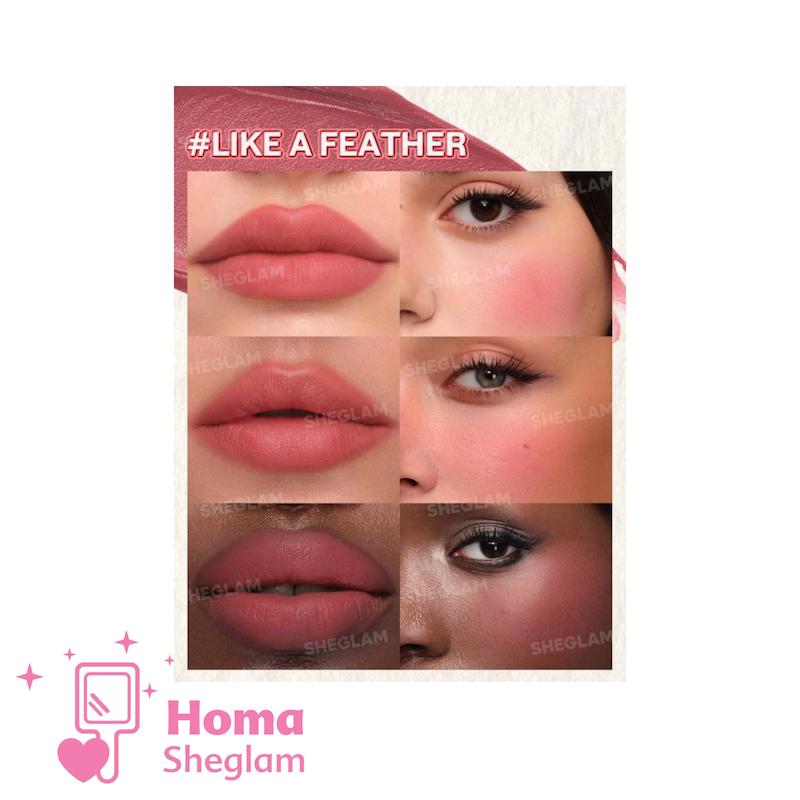 رژلب و رژگونه کرمی موس مانند دوکاره شیگلم رنگ Like A Feather مدل 