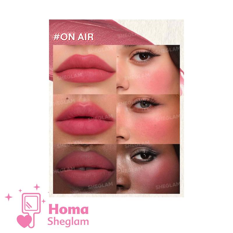 رژلب و رژگونه کرمی موس مانند دوکاره شیگلم رنگ On Air مدل Air Plush Lip & Cheek Cream
