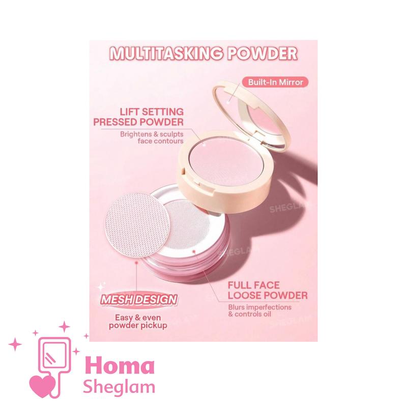 پودر فیکس دوکاره شیگلم رنگ Bubblegum مدل Ultra-Fine Blur & Lift Setting Powder Duo