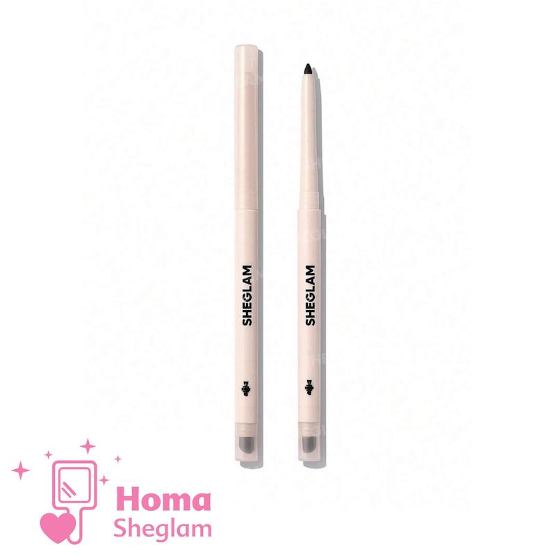مداد چشم شیگلم مدل پیچی و براش دار با برس فید شیگلم رنگ مشکی مدل Gel Glide Sheglam