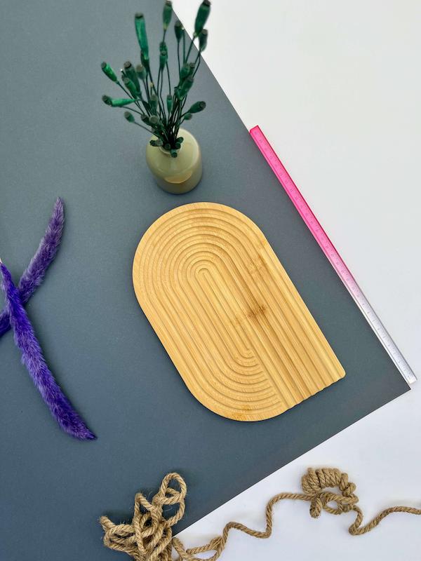 بشقاب بامبو بیضی شیاردار