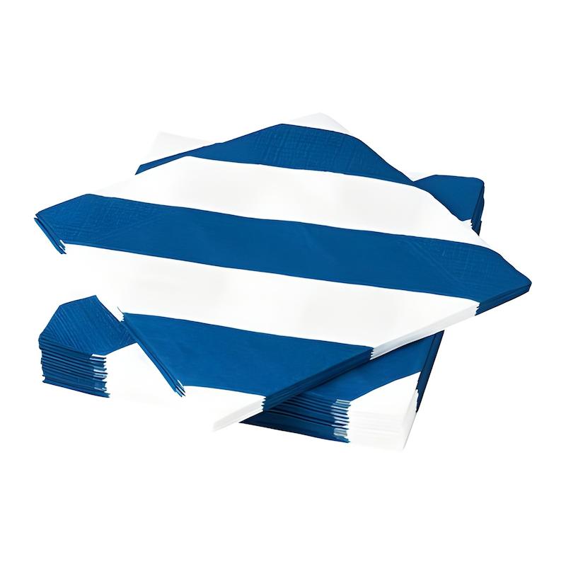 دستمال سفره HAVSKATT ایکیا | ۳۰ عددی | ۳۳×۳۳ سانتی‌متر | طرح راه‌راه آبی‌وسفید