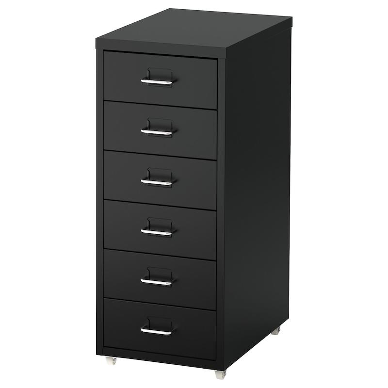 دراور فلزی چرخ‌دار ایکیا مدل HELMER مشکی 28x44x69 سانتی‌متر