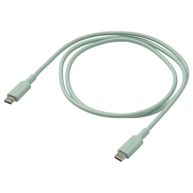 کابل شارژ ایکیا مدل SITTBRUNN USB-C به USB-C طول 1 متر سبز روشن