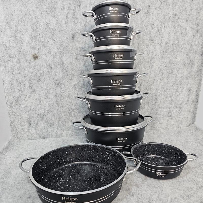 سرویس قابلمه ۱۴ پارچه هلنا دسته طلایی