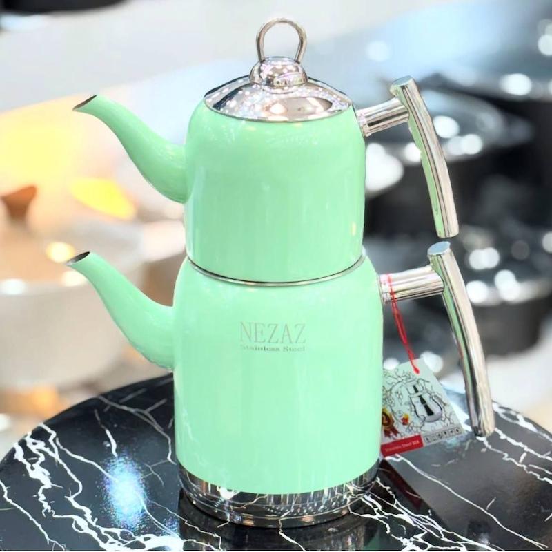 کتری قوری استیل رنگی نزاز 