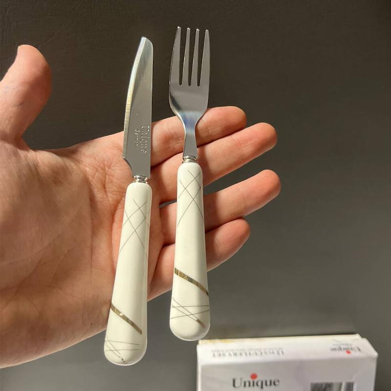 کارد چنگال دسته چینی یونیک