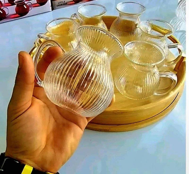 فنجان پیرکس چایخوری شیاردار sahin ترکیه