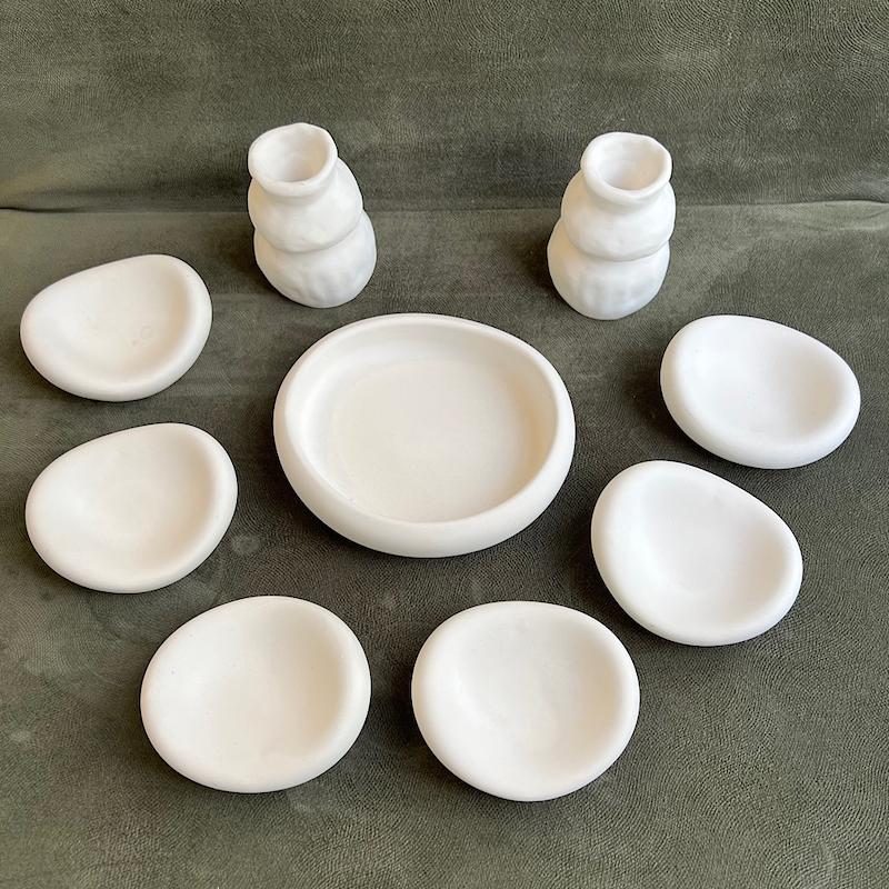 ست پیاله هفت سین و گلدان دفرمه 9 تکه