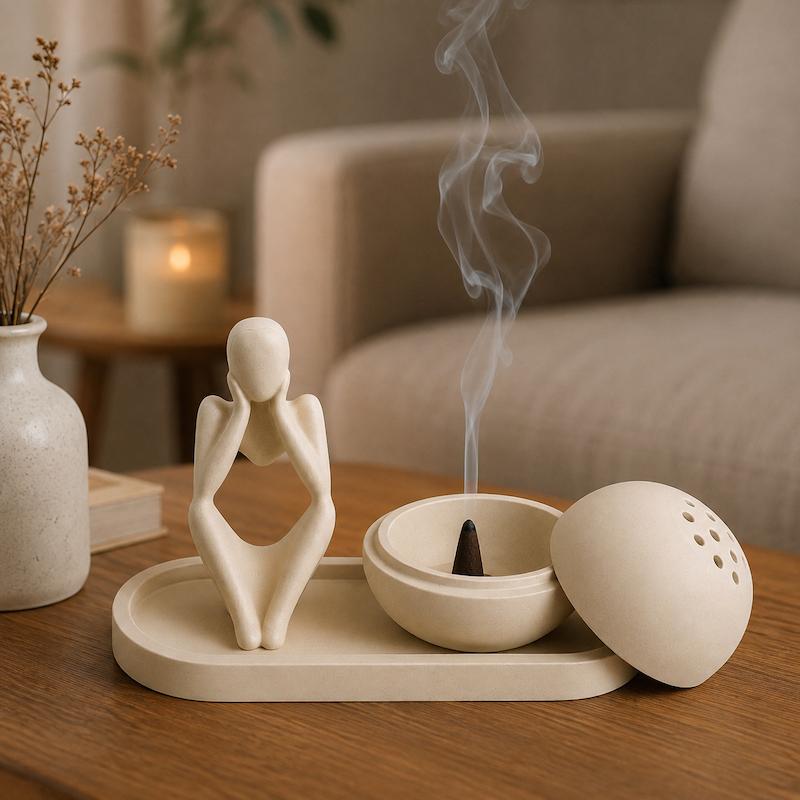 ست سینی و آدمک و عودسوز مدل توپی 