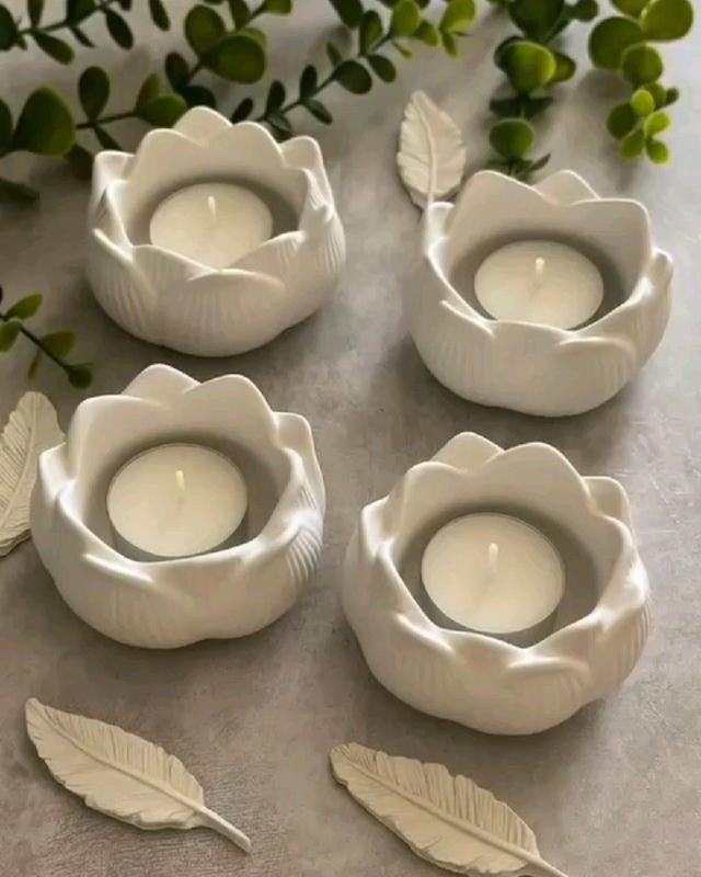 شمعدان سنگی مدل لوتوس بسته ۴ عددی