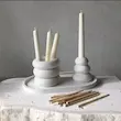 ست شمعدان و گلدان سنگی مدل فنری مجموعه ی 3 عددی