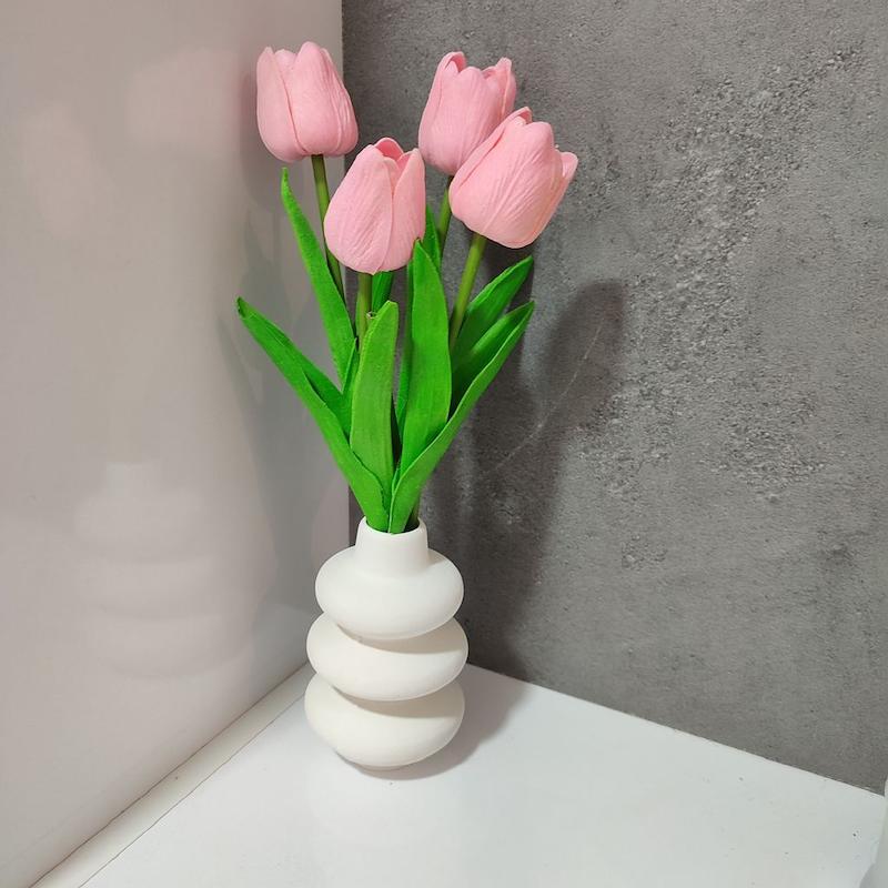 ست شمعدان و گلدان سنگی مدل فنری مجموعه ی 3 عددی