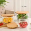 ظرف نگهدارنده لیمون مدل گرد شیاردار درب چوبی کد 2212 بسته 3 عددی