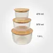 ظرف نگهدارنده لیمون مدل گرد شیاردار درب چوبی کد 2212 بسته 3 عددی