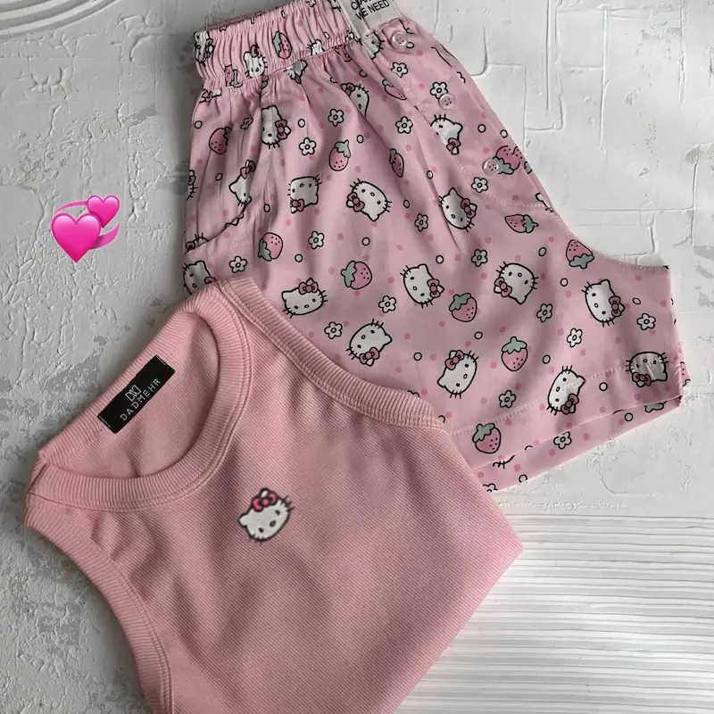 ست کراپ‌تاپ و شلوارک جیب‌دار🎀