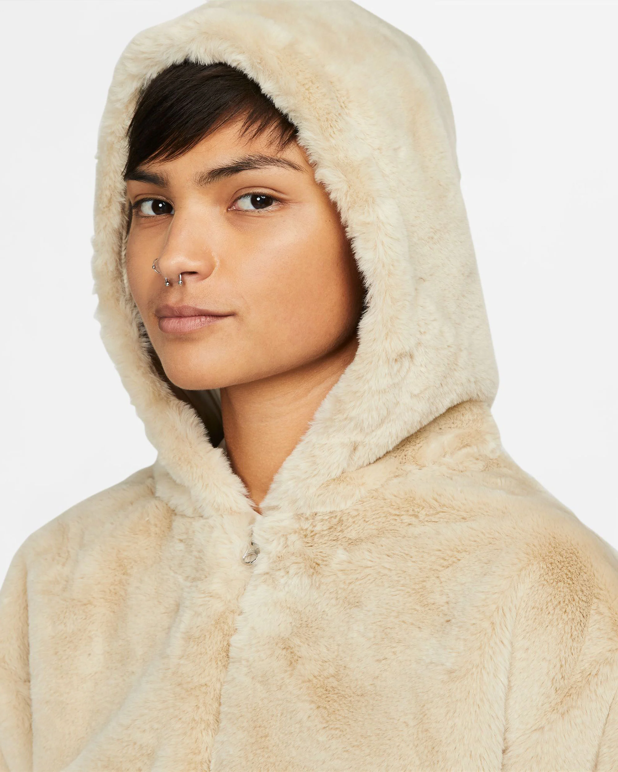 Nike Sportswear Essentials Women's Hoodie Faux Fur Rattan Beige